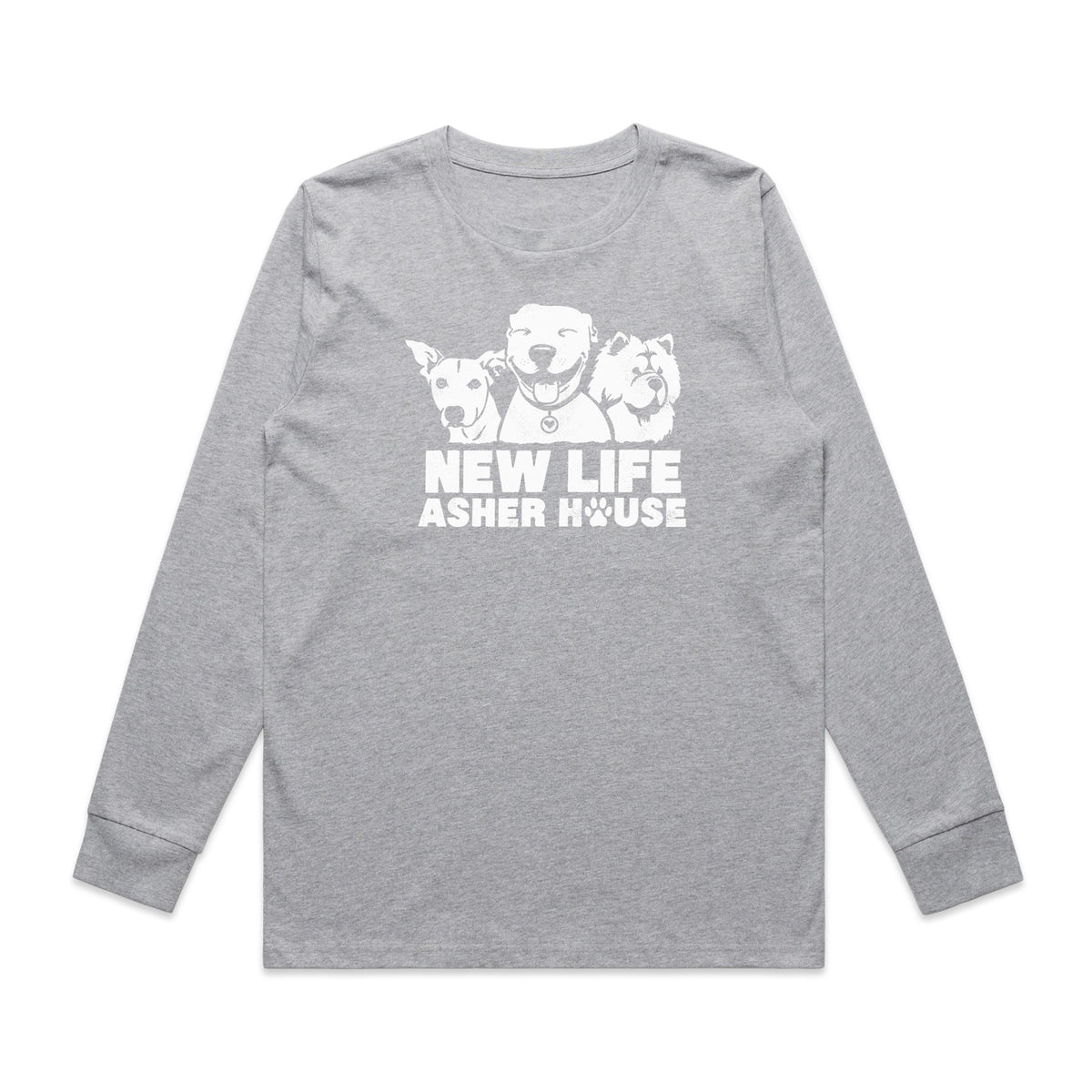 New Life Asher House Vintage White Logo Long Sleeve Tee The Asher House