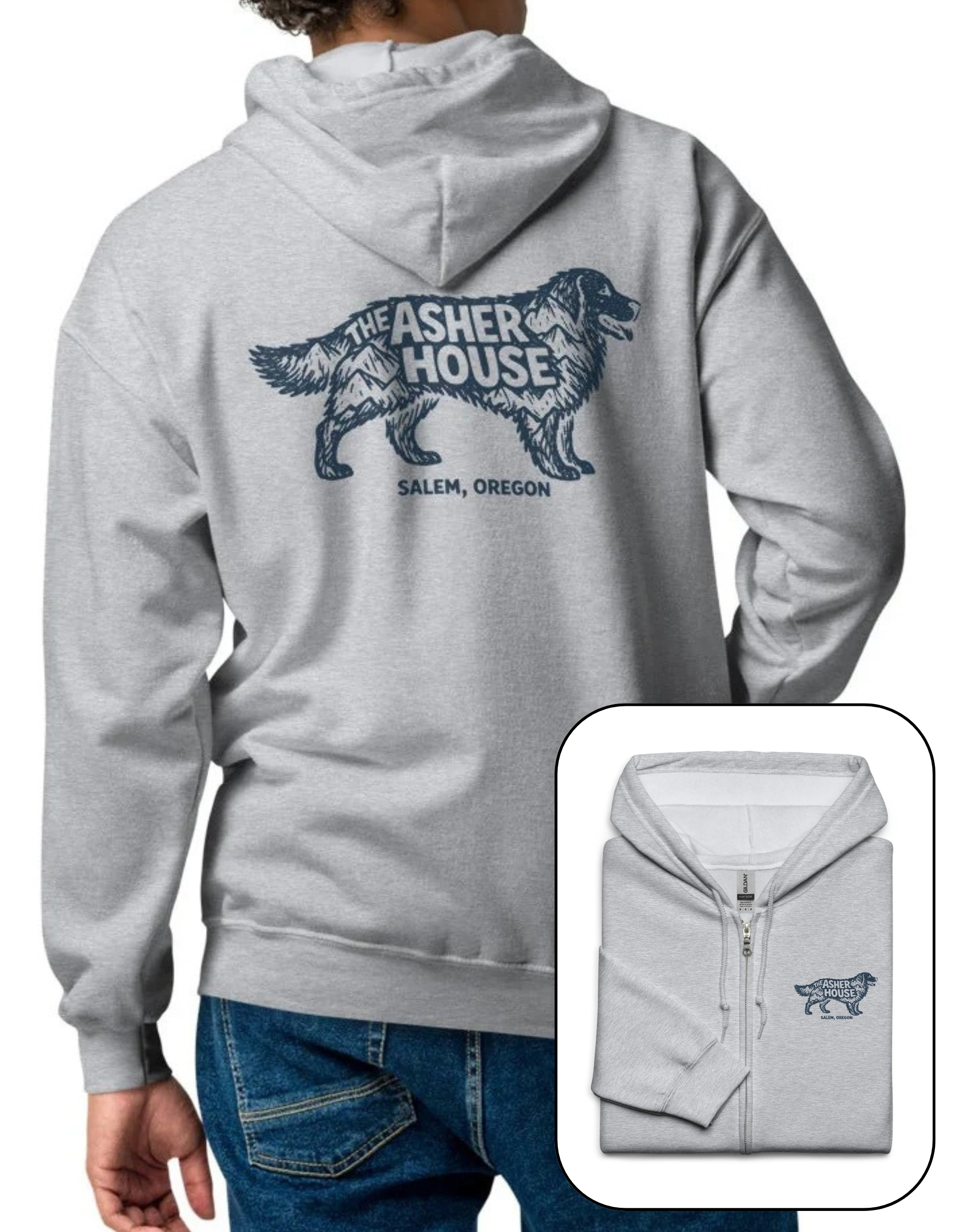New! Unisex Dog Badge Zip Hoodie- Up To 3XL