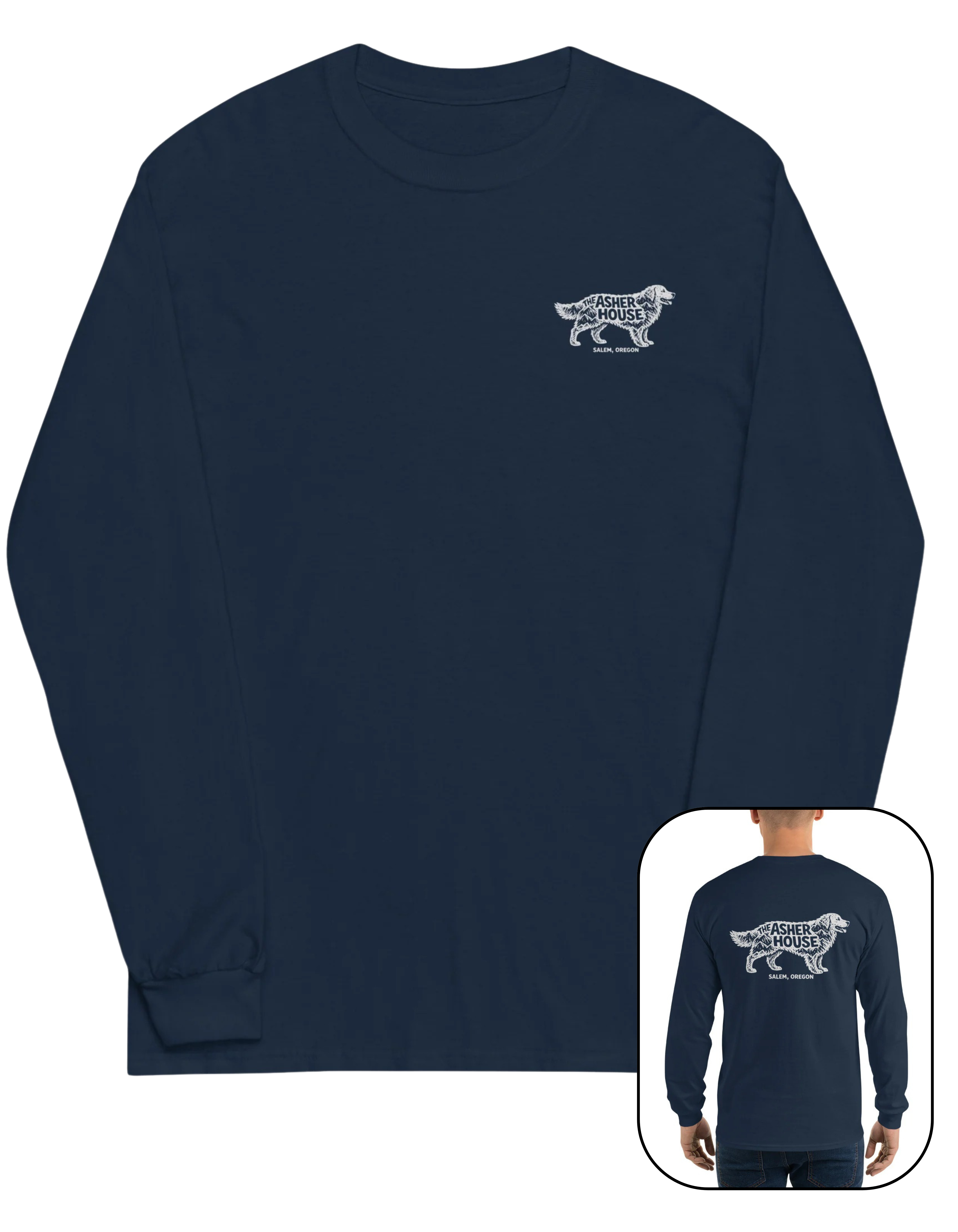 New! Dog Badge Double Sided Print Men’s Long Sleeve Shirt- Up To 4XL