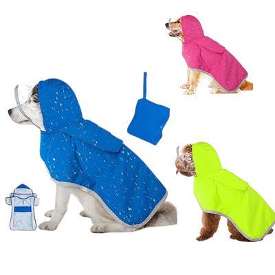 New! Packable Dog Raincoat with Hood & Storage Pouch
