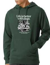 New! PawsitiviTEES Life is better with dogs Hoodie- Up to 5XL