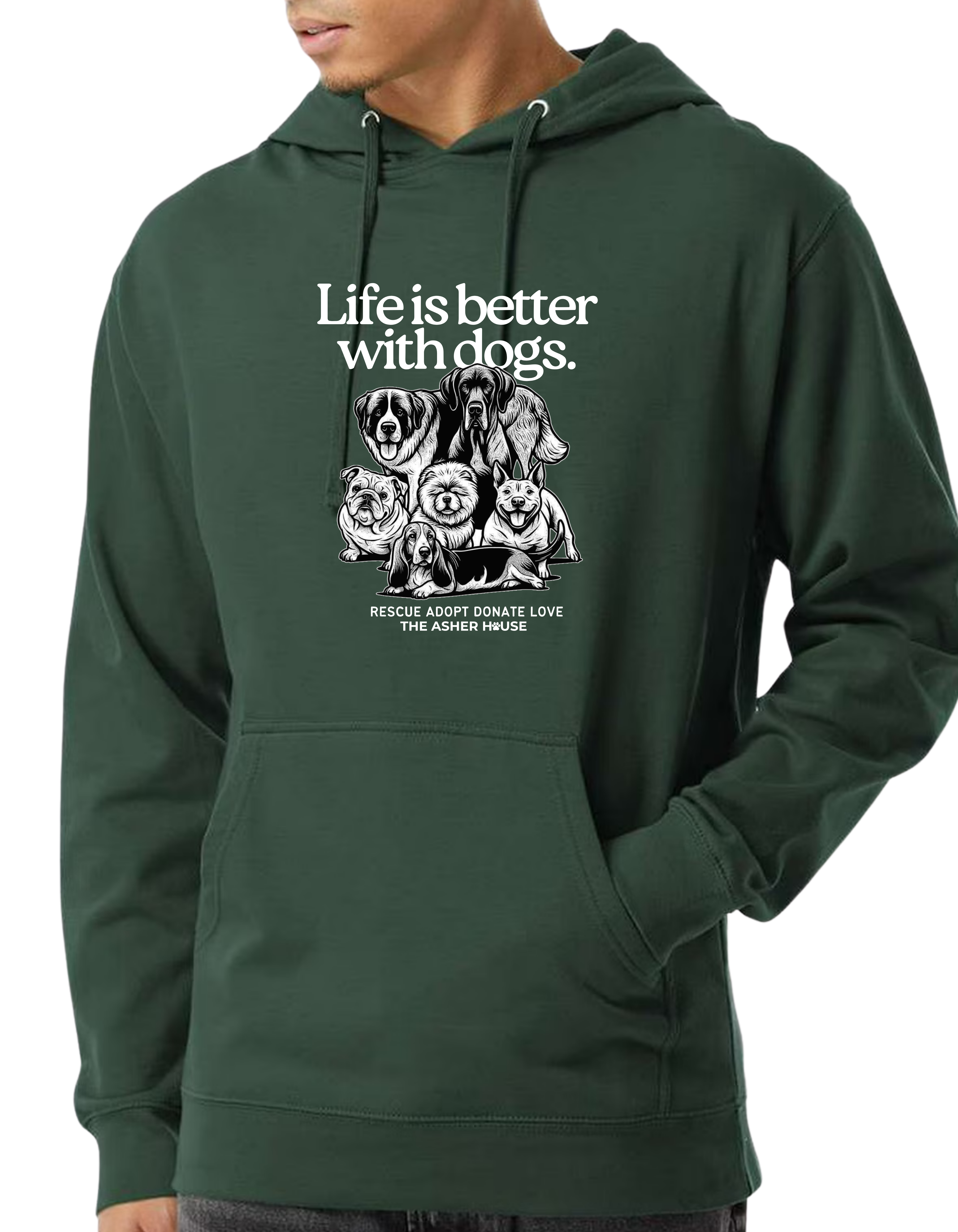 New! PawsitiviTEES Life is better with dogs Hoodie- Up to 5XL