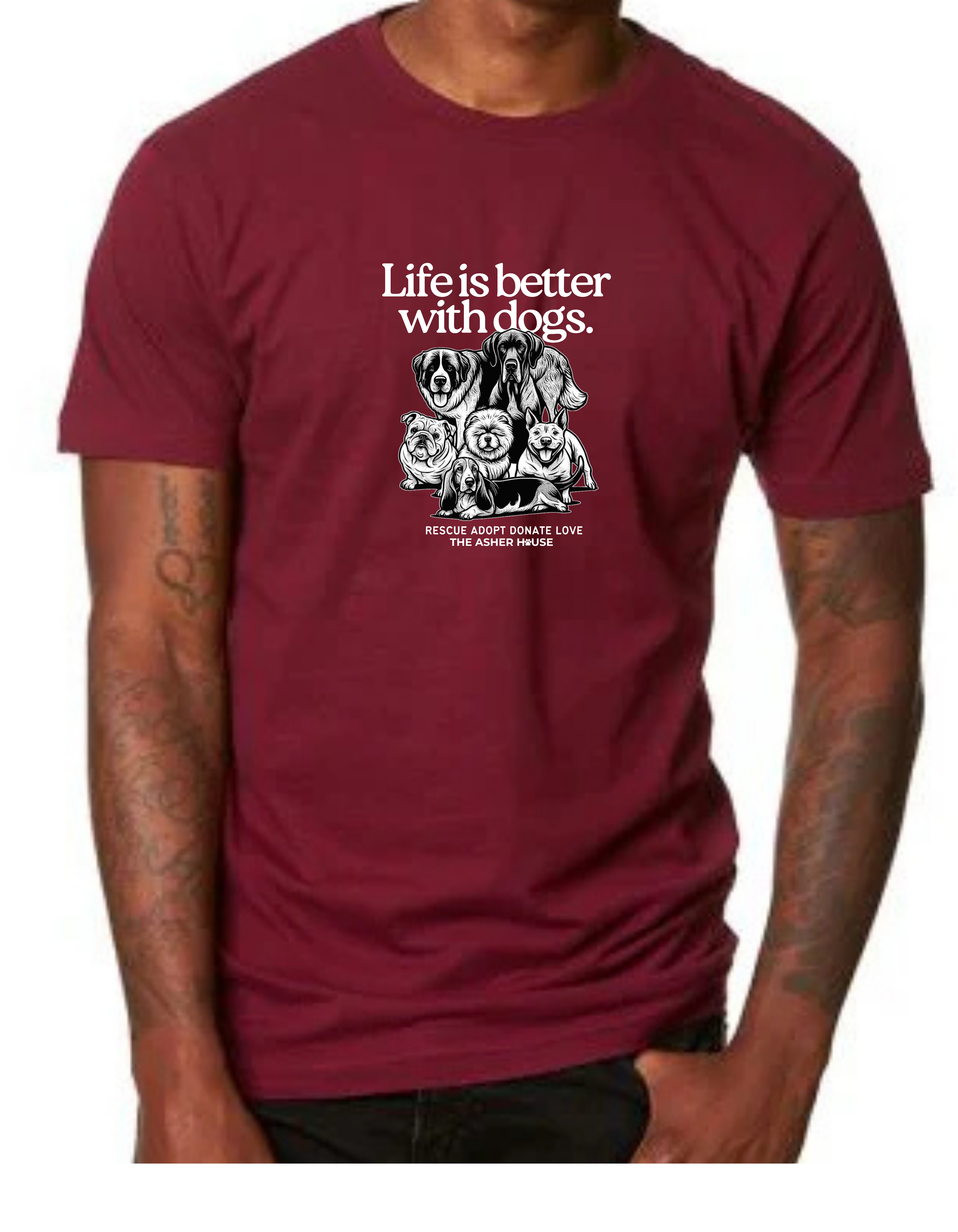 New! PawsitiviTEES T-Shirt: Life is better with dogs Up to 3XL