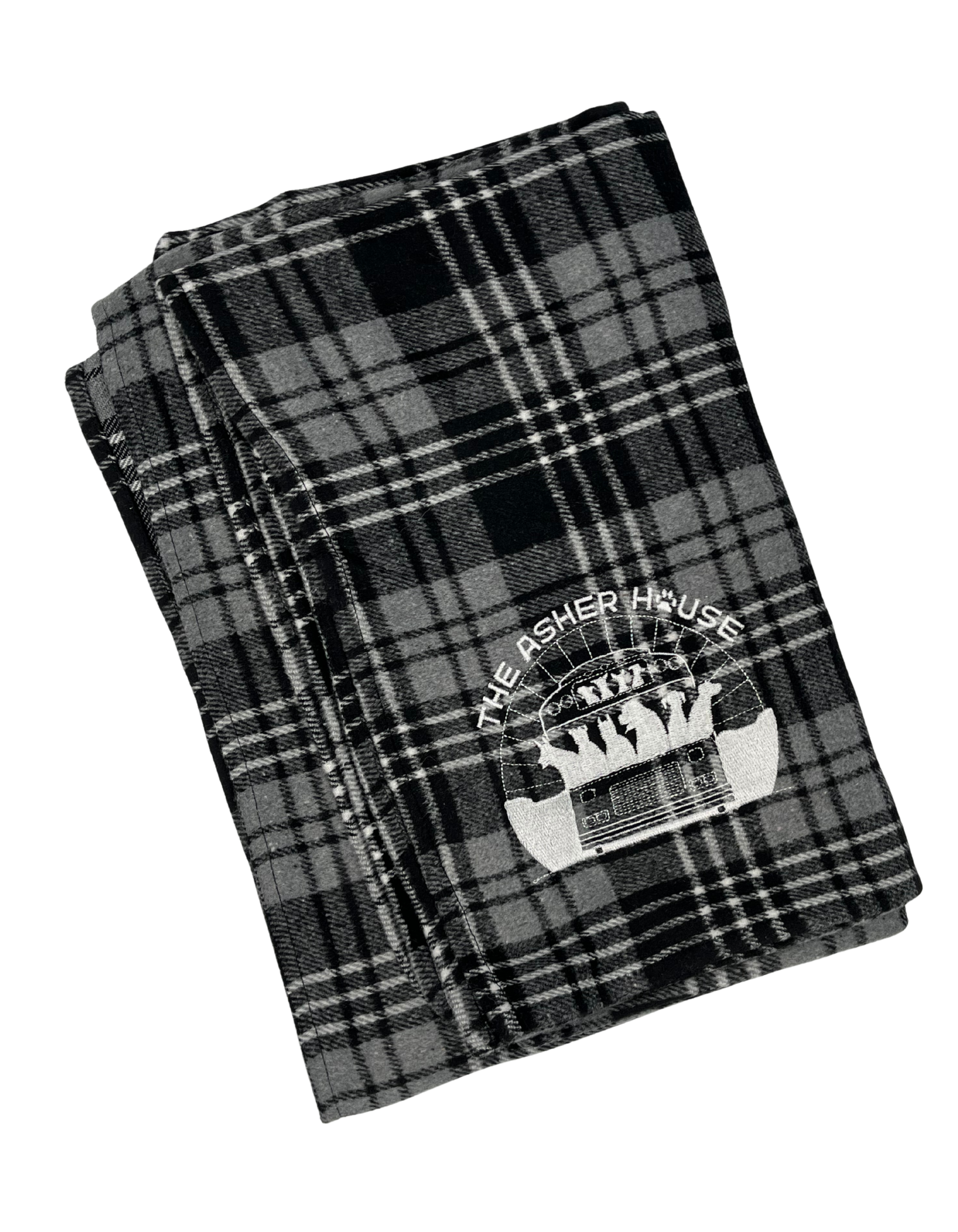 New! Bus Logo Embroidered Flannel Throw Blanket