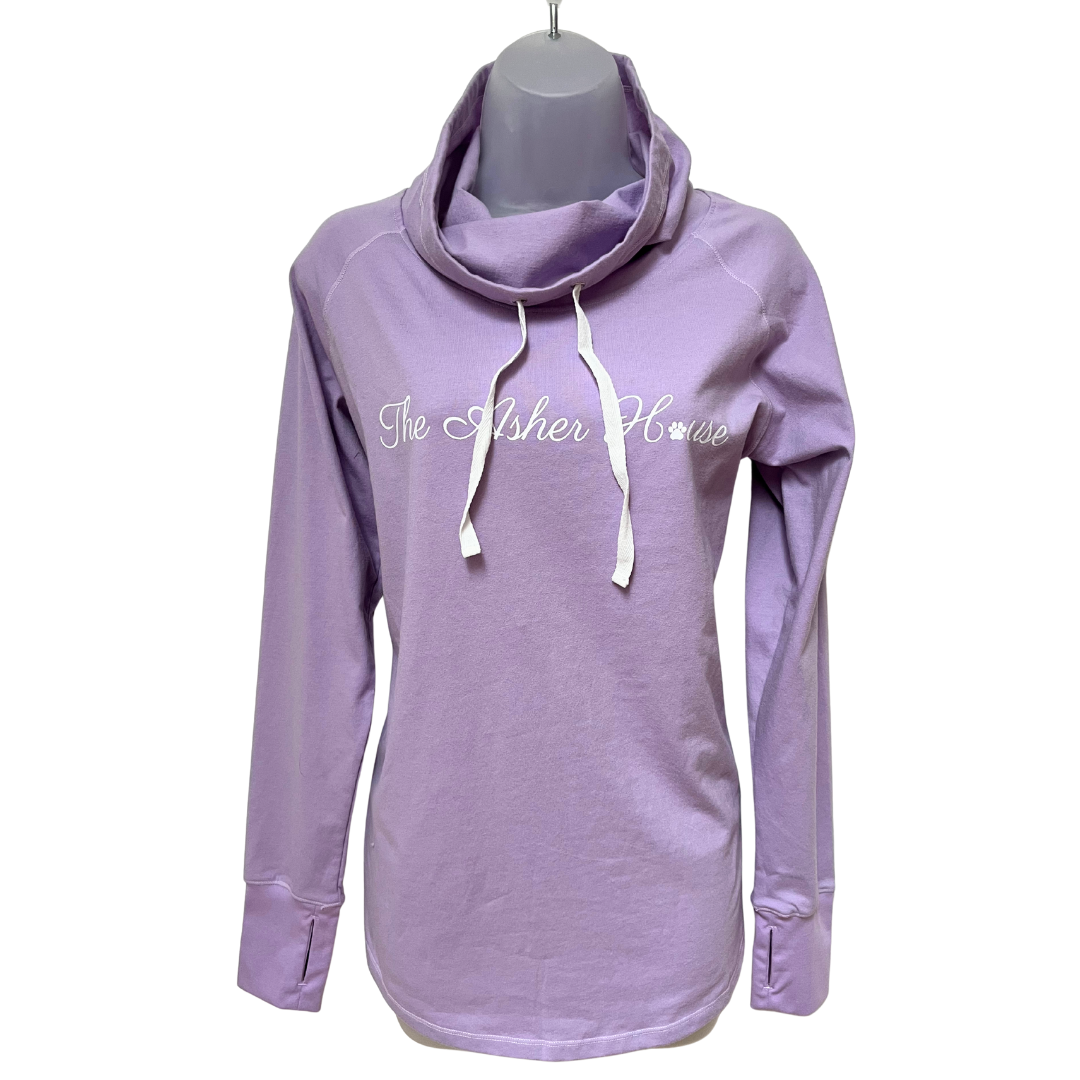 New! Women's Cowl Neck Tee- The Asher House Cursive Logo