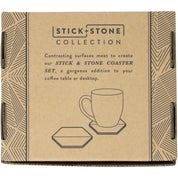 New! Cursive Stick & Stone Coaster Set