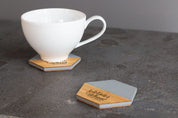 New! Cursive Stick & Stone Coaster Set