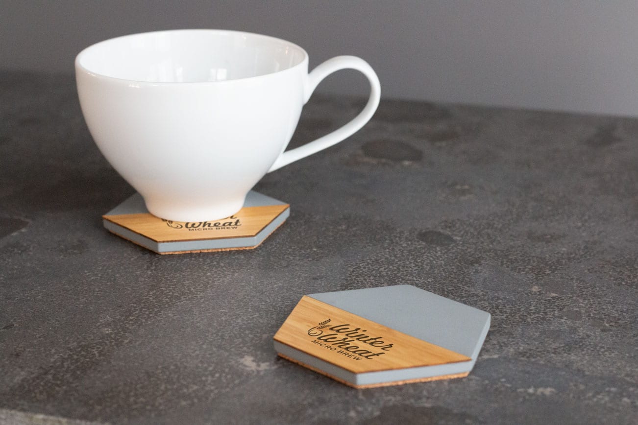 New! Cursive Stick & Stone Coaster Set