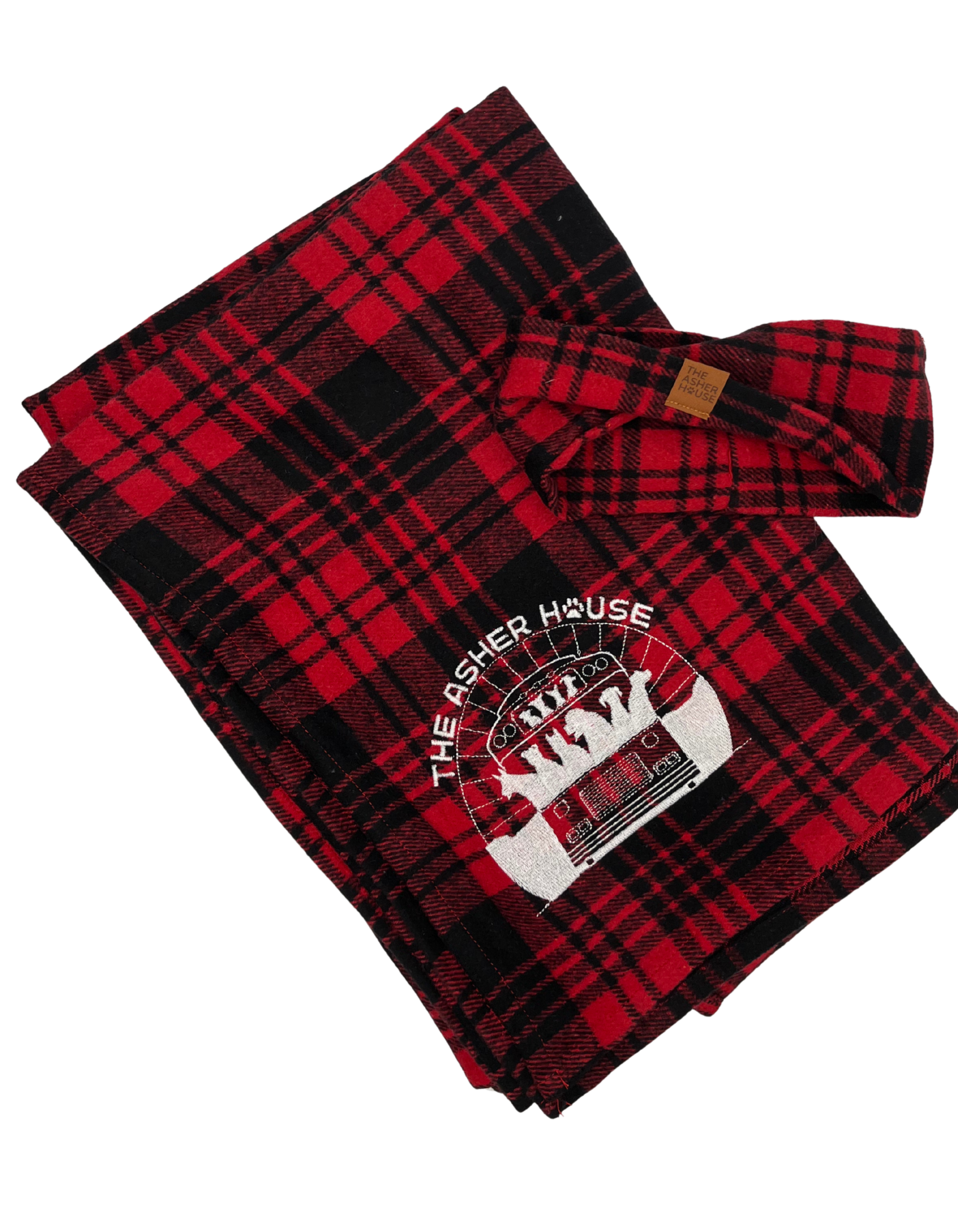 New! Bus Logo Embroidered Flannel Throw Blanket
