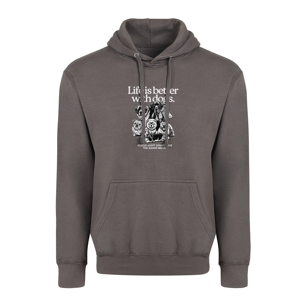 New! PawsitiviTEES Life is better with dogs Hoodie- Up to 5XL