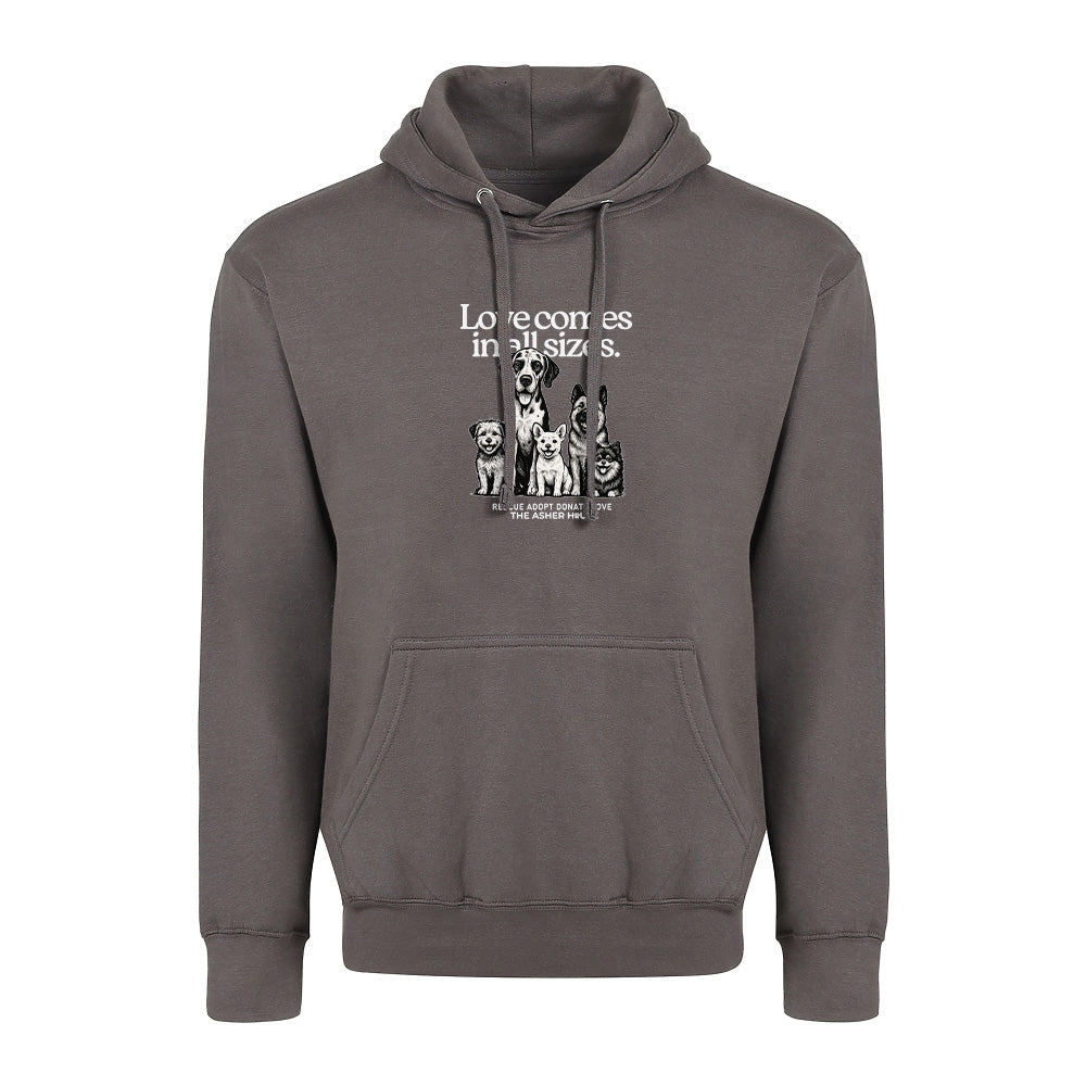 New! PawsitiviTEES Love Comes In All Sizes Hoodie- Up to 5XL