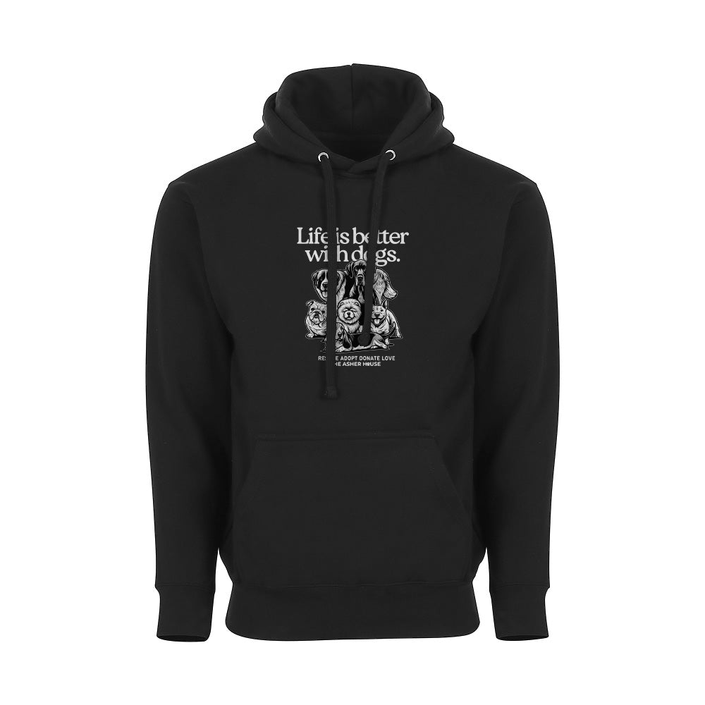 New! PawsitiviTEES Life is better with dogs Hoodie- Up to 5XL