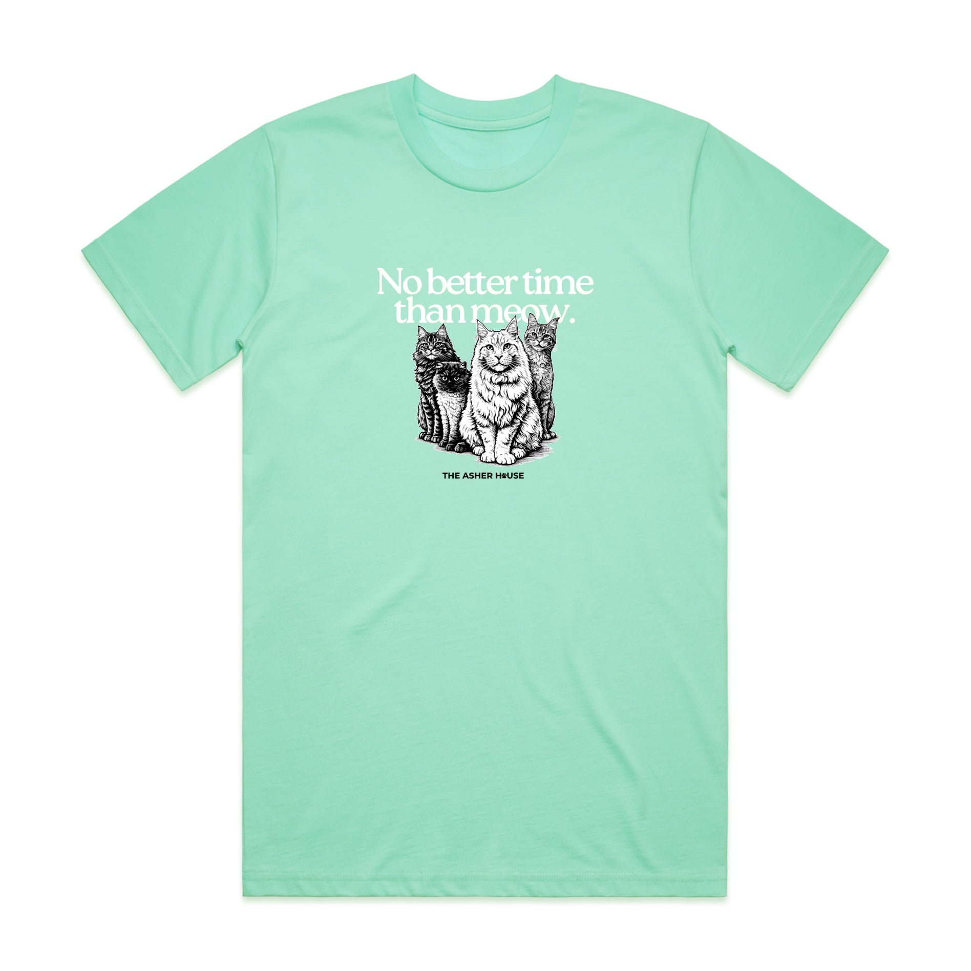 New! PawsitiviTEES T-Shirt: No Better Time Than Meow- Up to 3XL