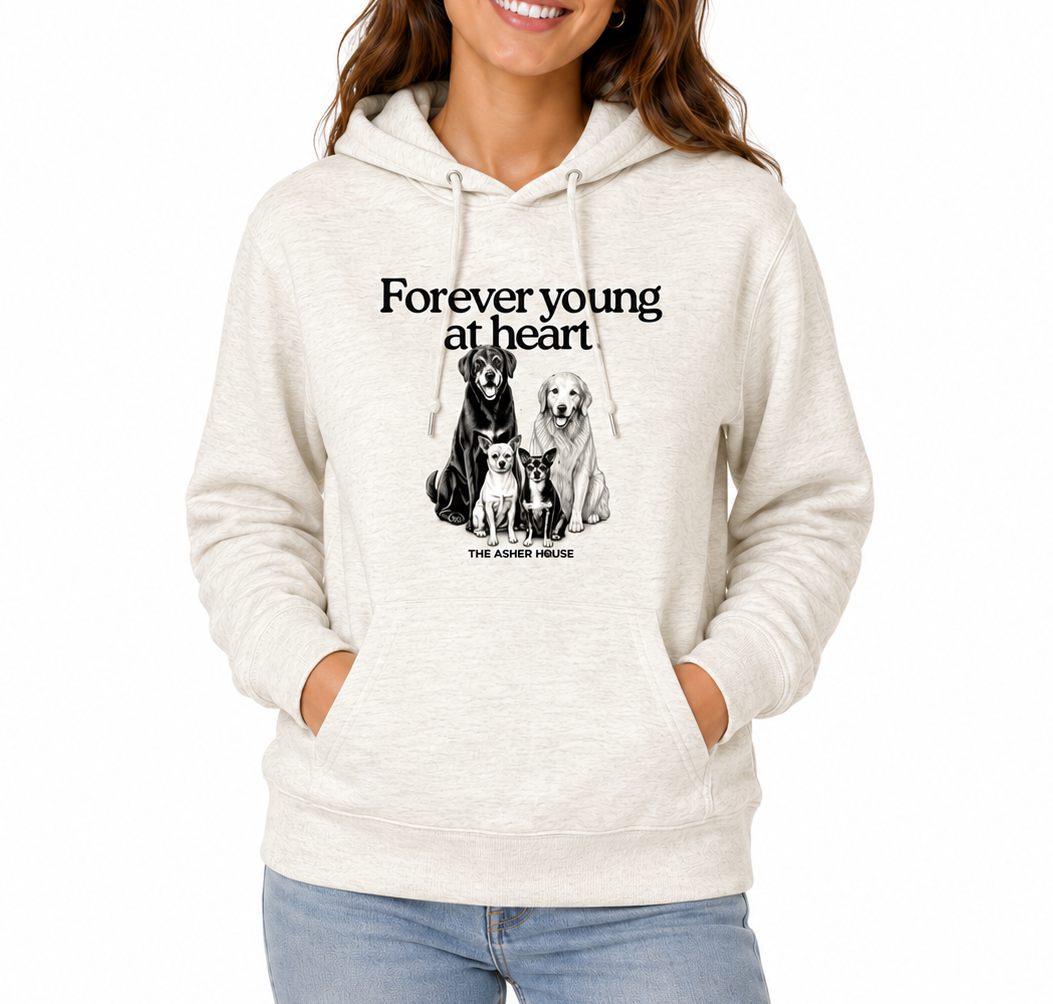New! PawsitiviTEES Hoodie Forever Young At Heart - Up to 5XL