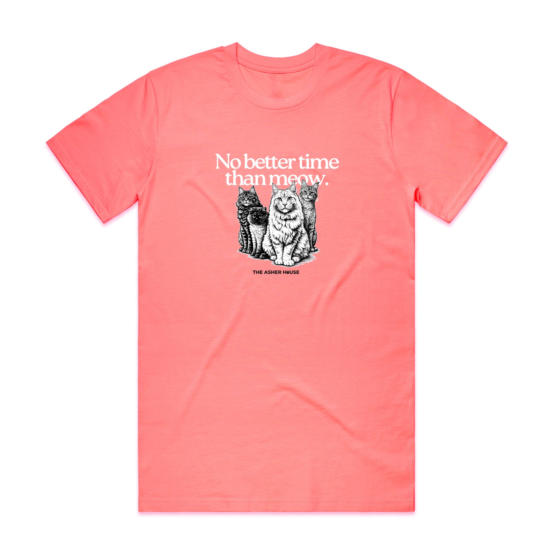 New! PawsitiviTEES T-Shirt: No Better Time Than Meow- Up to 3XL