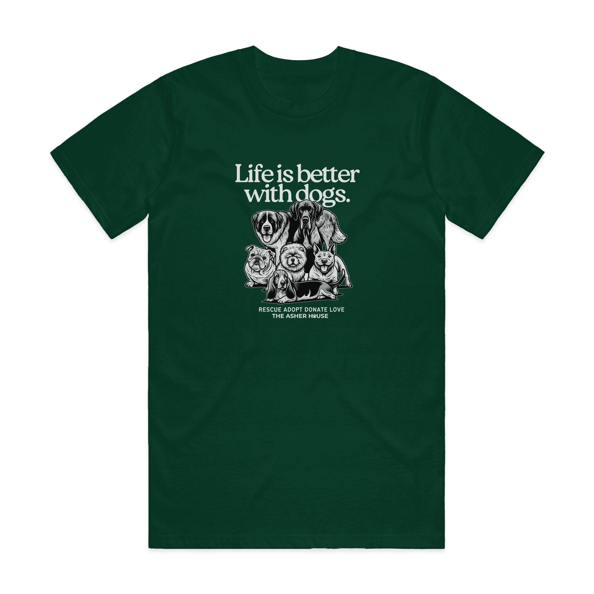 New! PawsitiviTEES T-Shirt: Life is better with dogs Up to 3XL