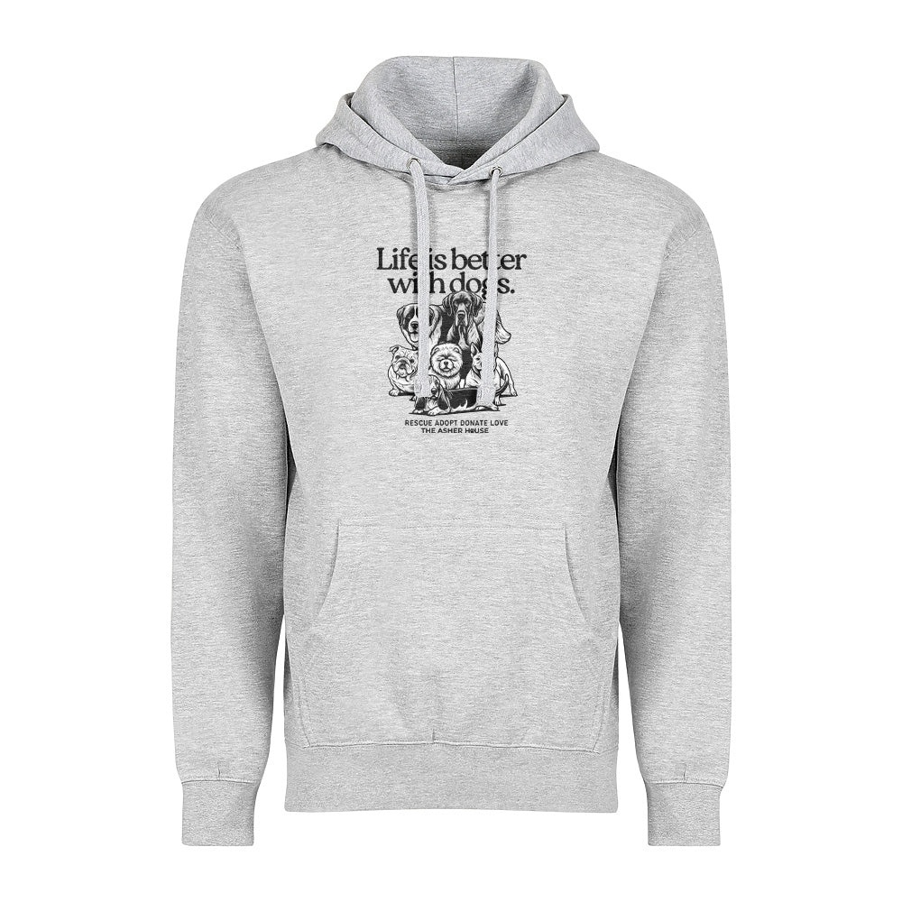 New! PawsitiviTEES Life is better with dogs Hoodie- Up to 5XL