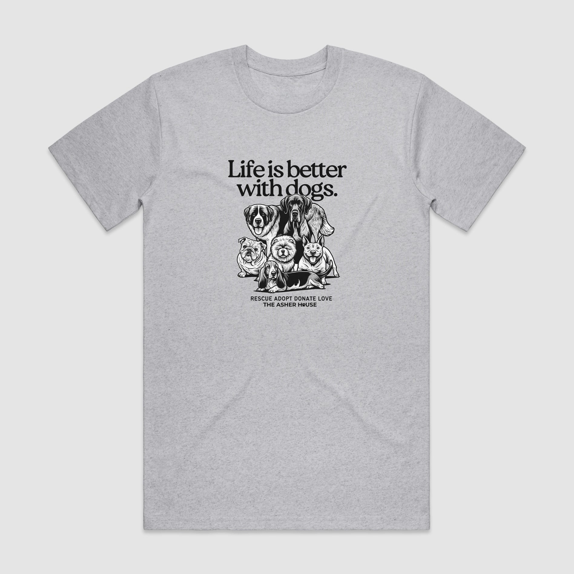 New! PawsitiviTEES T-Shirt: Life is better with dogs Up to 3XL