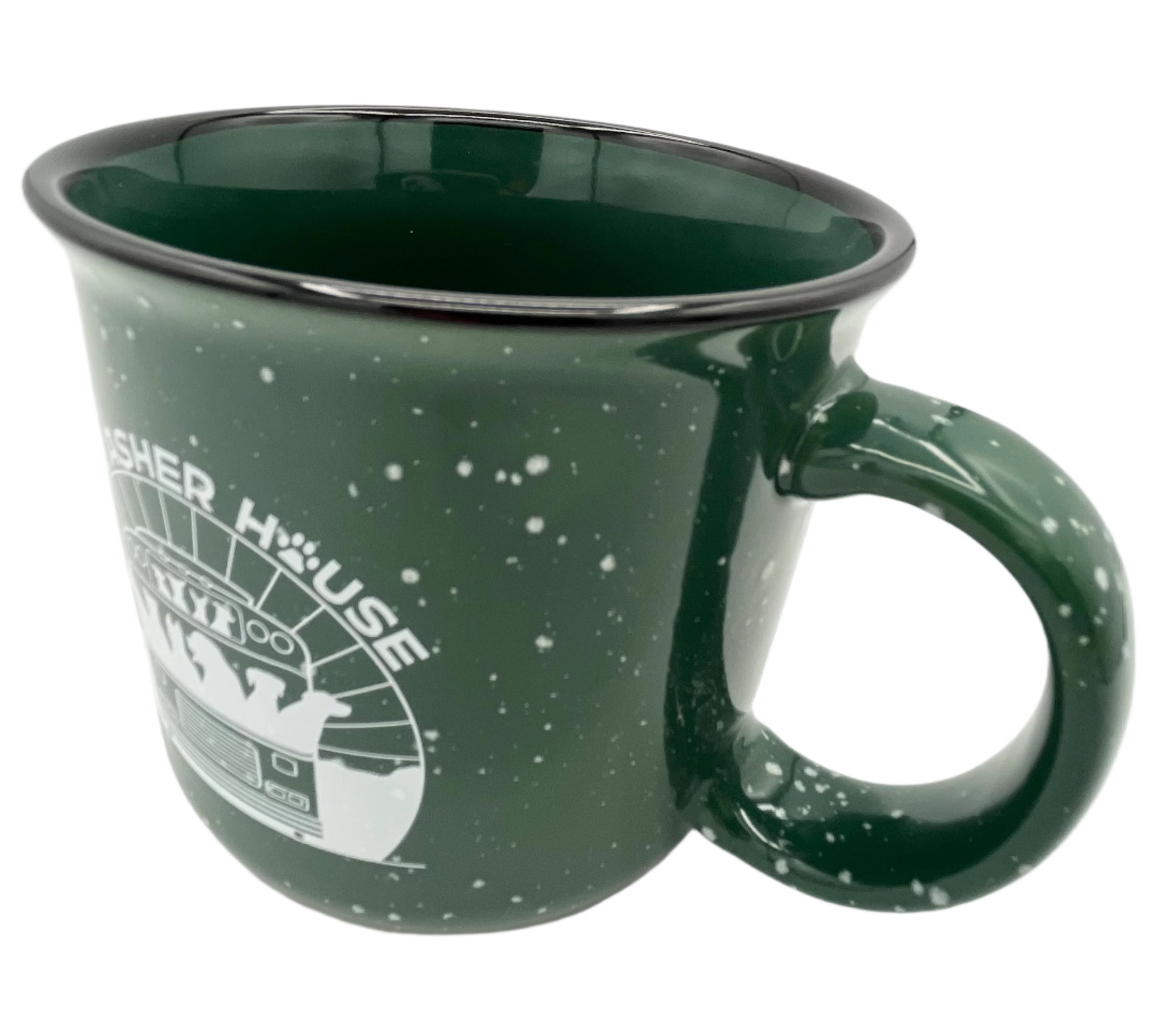 New! Green Speckled Campfire Ceramic Mug – 15 oz