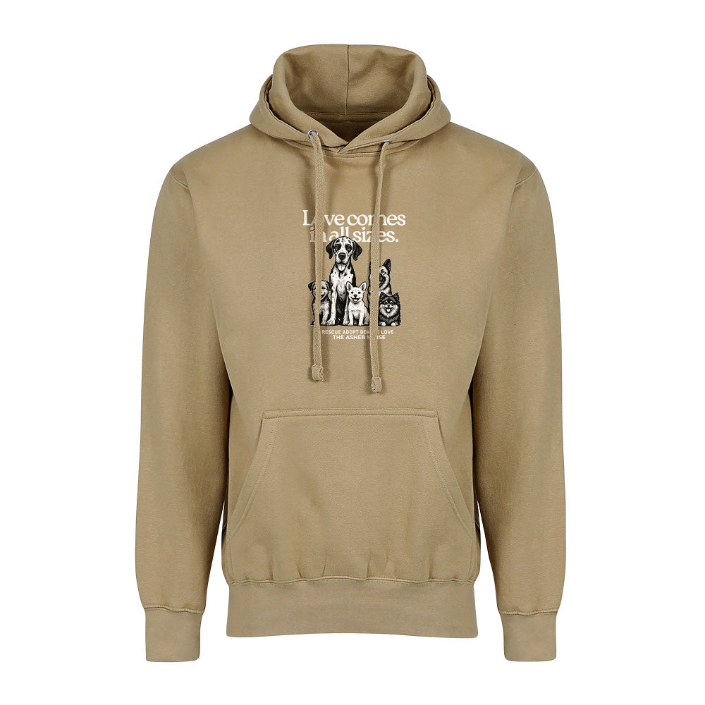 New! PawsitiviTEES Love Comes In All Sizes Hoodie- Up to 5XL