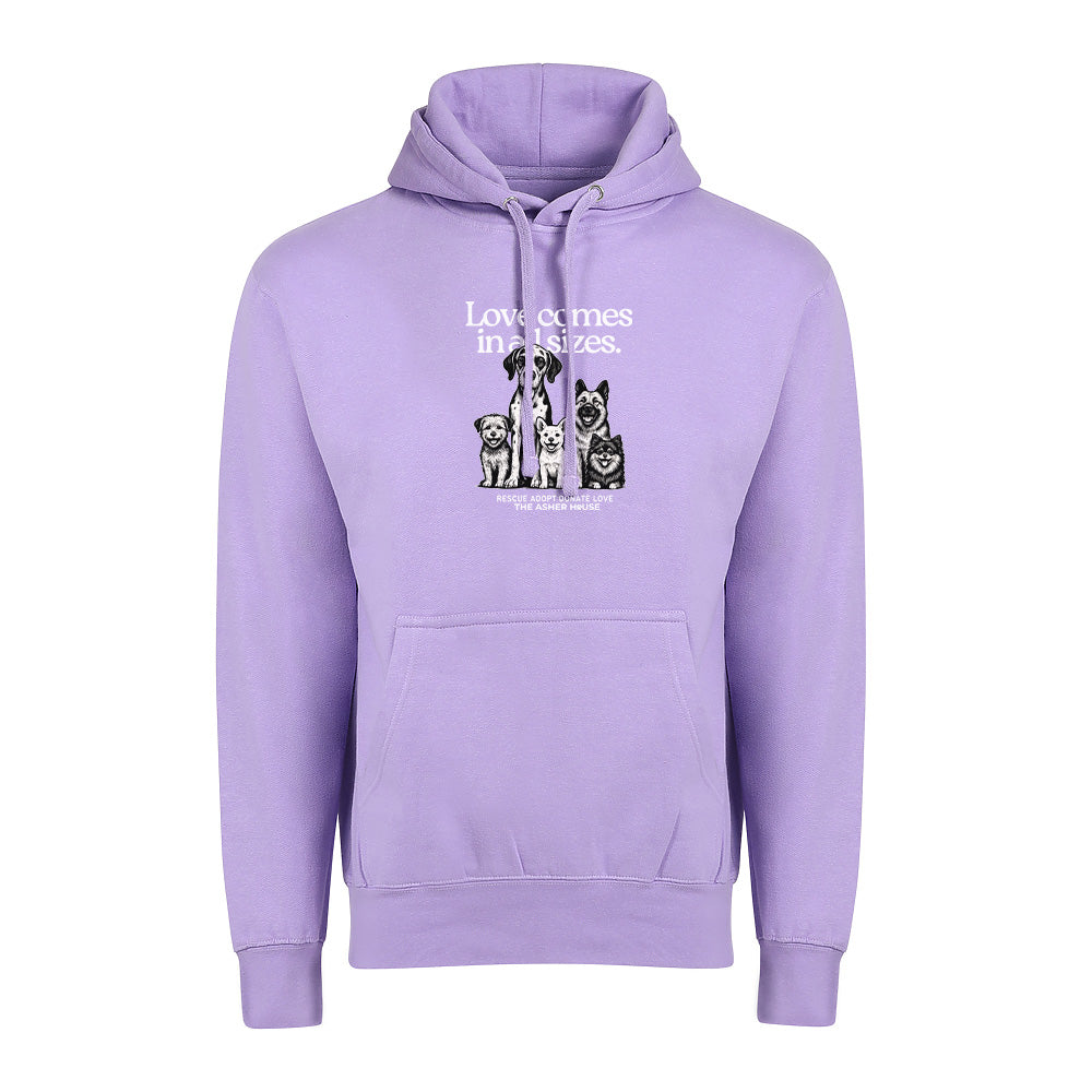 New! PawsitiviTEES Love Comes In All Sizes Hoodie- Up to 5XL