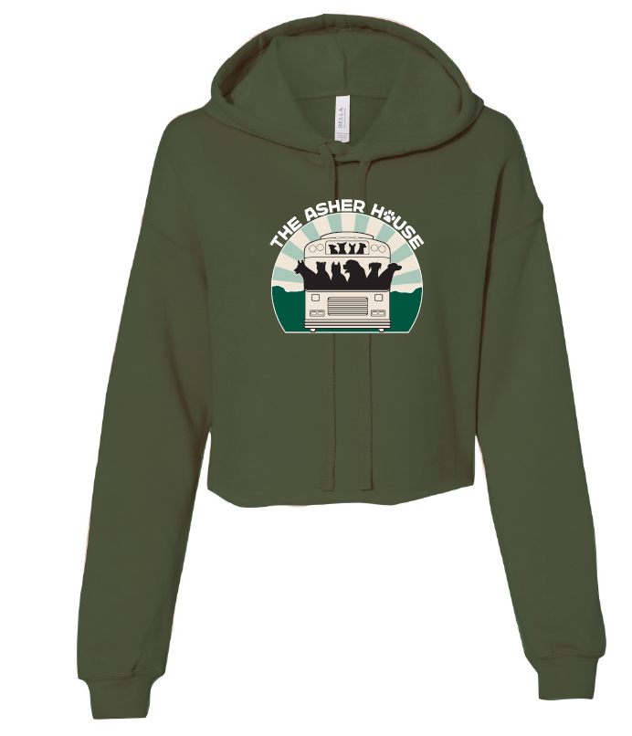Green crop top hoodie hotsell