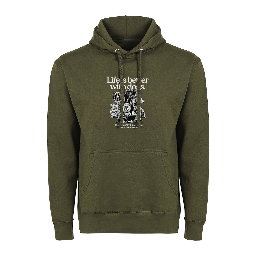 New! PawsitiviTEES Life is better with dogs Hoodie- Up to 5XL