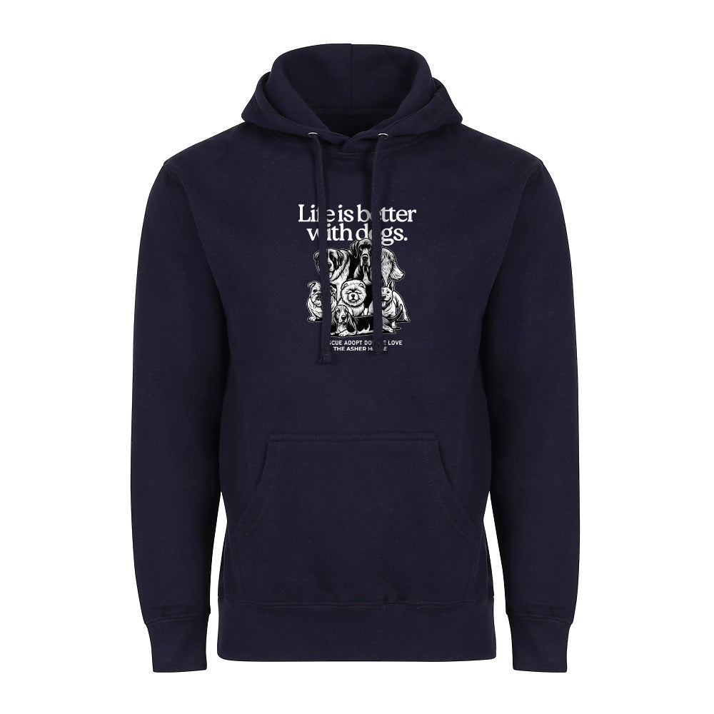 New! PawsitiviTEES Life is better with dogs Hoodie- Up to 5XL