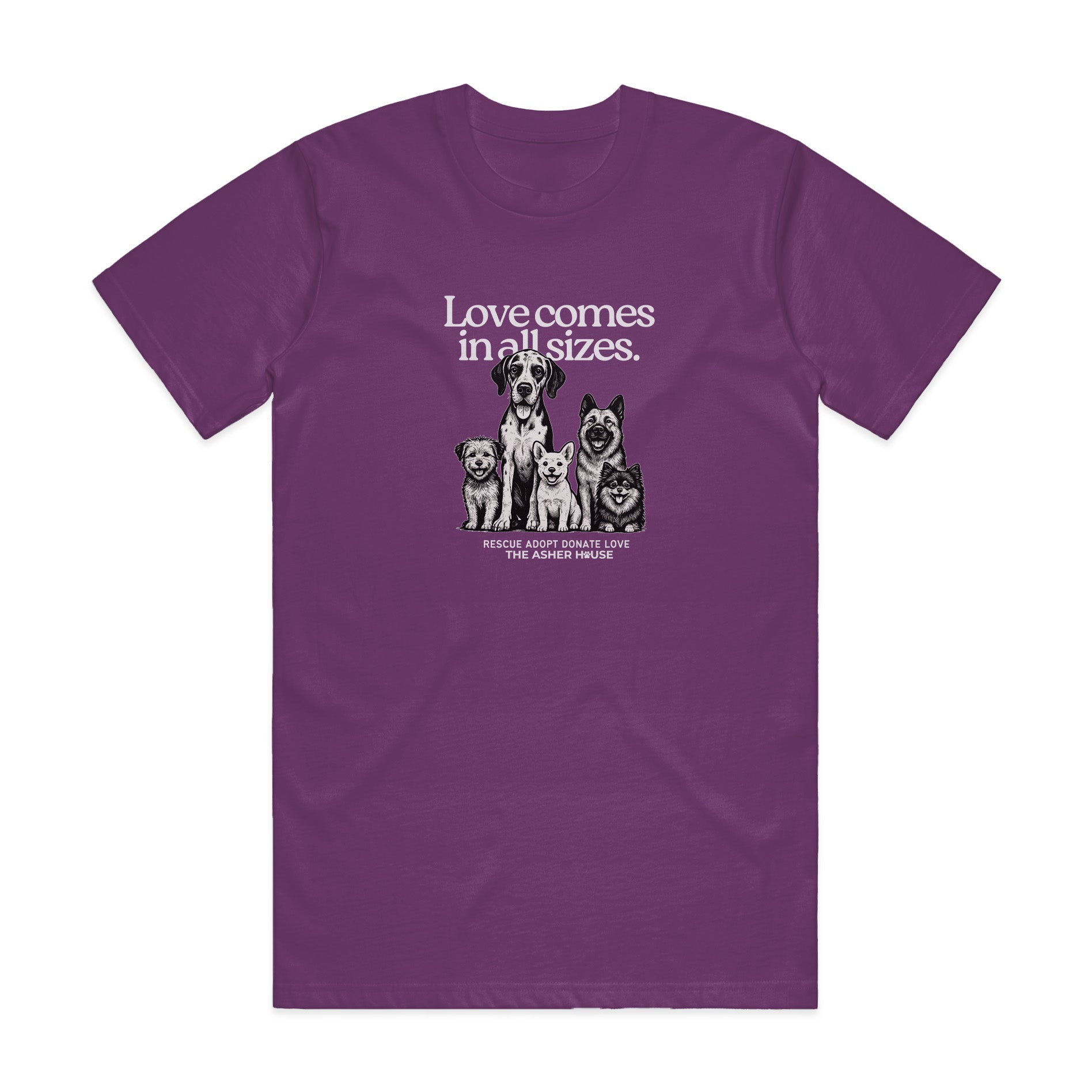 New! PawsitiviTEES T-Shirt: Love Comes In All Sizes