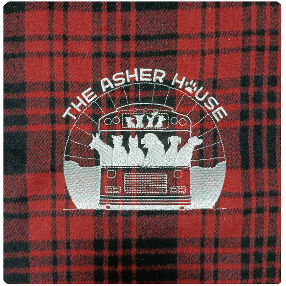 New! Bus Logo Embroidered Flannel Throw Blanket