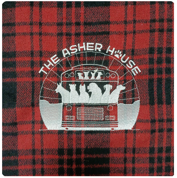 New! Bus Logo Embroidered Flannel Throw Blanket