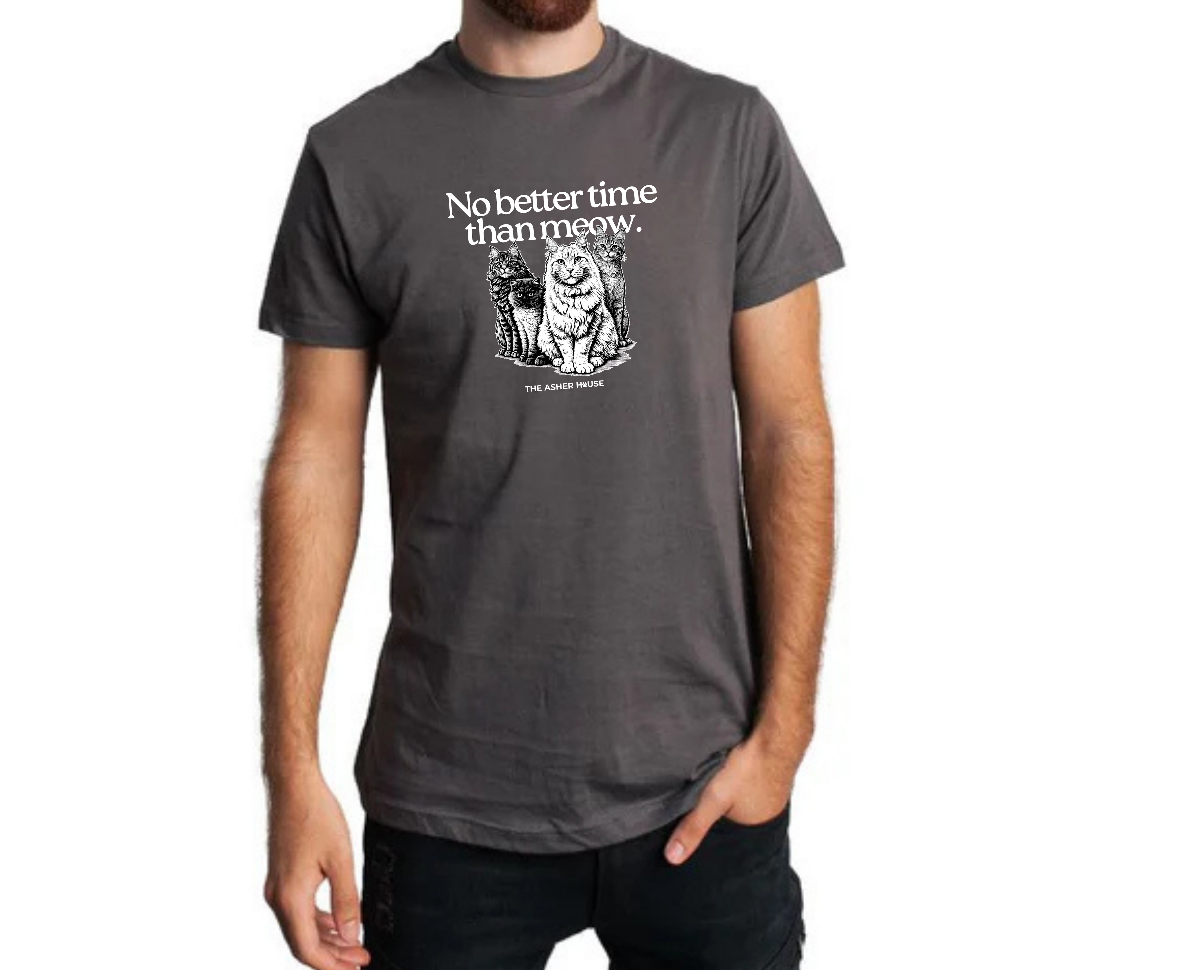 New! PawsitiviTEES T-Shirt: No Better Time Than Meow- Up to 3XL