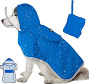 New! Packable Dog Raincoat with Hood & Storage Pouch