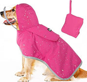 New! Packable Dog Raincoat with Hood & Storage Pouch
