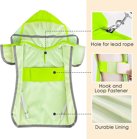 New! Packable Dog Raincoat with Hood & Storage Pouch